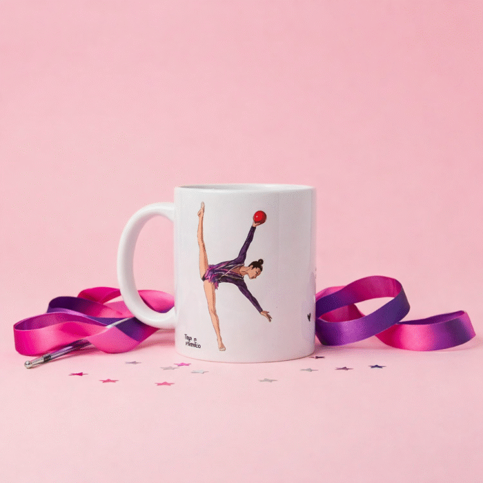 taza gimnasia rítmica morado